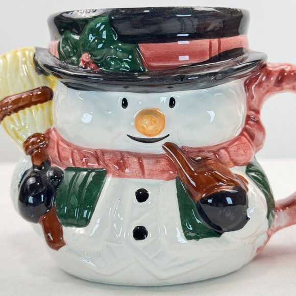 Home Trends 12 Oz Hand-Painted Snowman Mug Ceramic Holiday Coffee Tea Cup - Picture 6 of 15